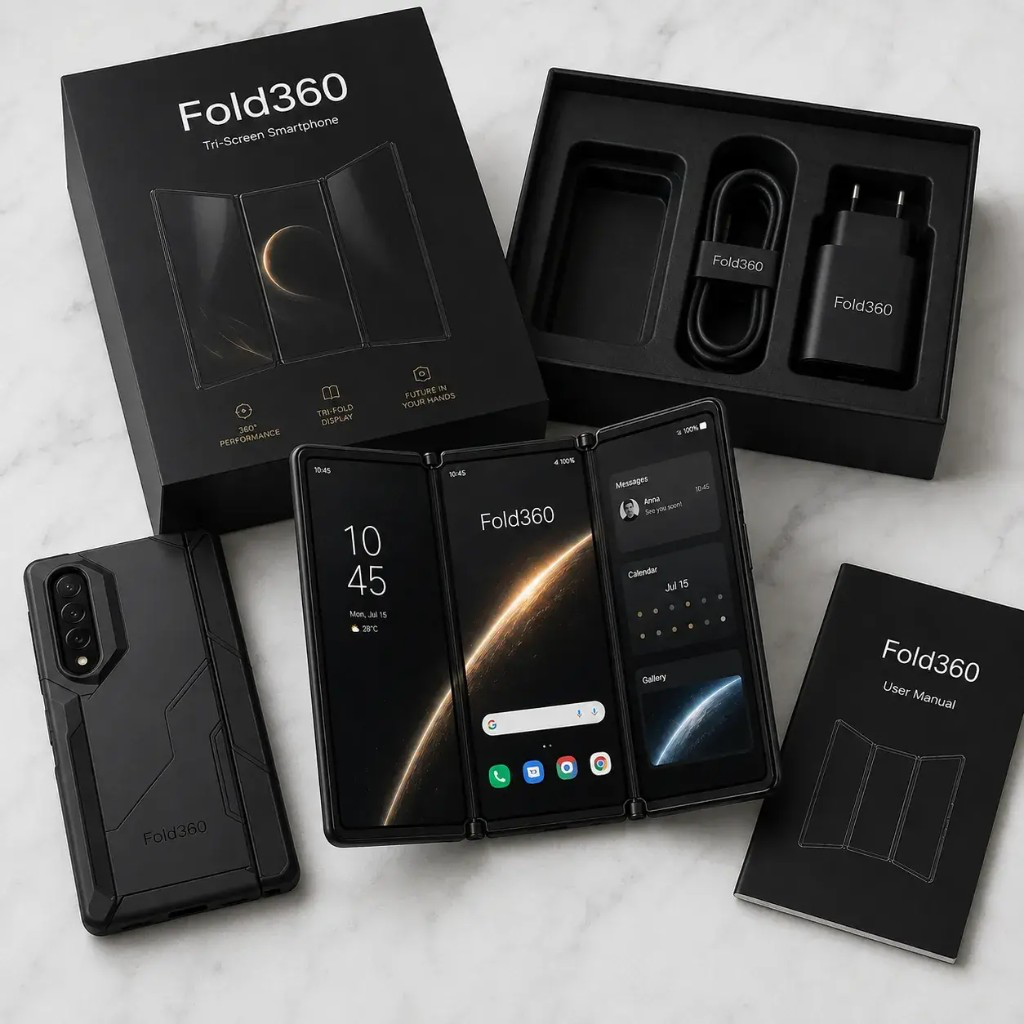 Fold360™ s krabicou, káblom a obalom
